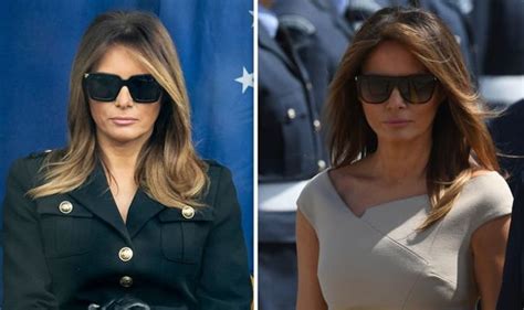 Melania wears sunglasses indoors as she joins Donald Trump to 